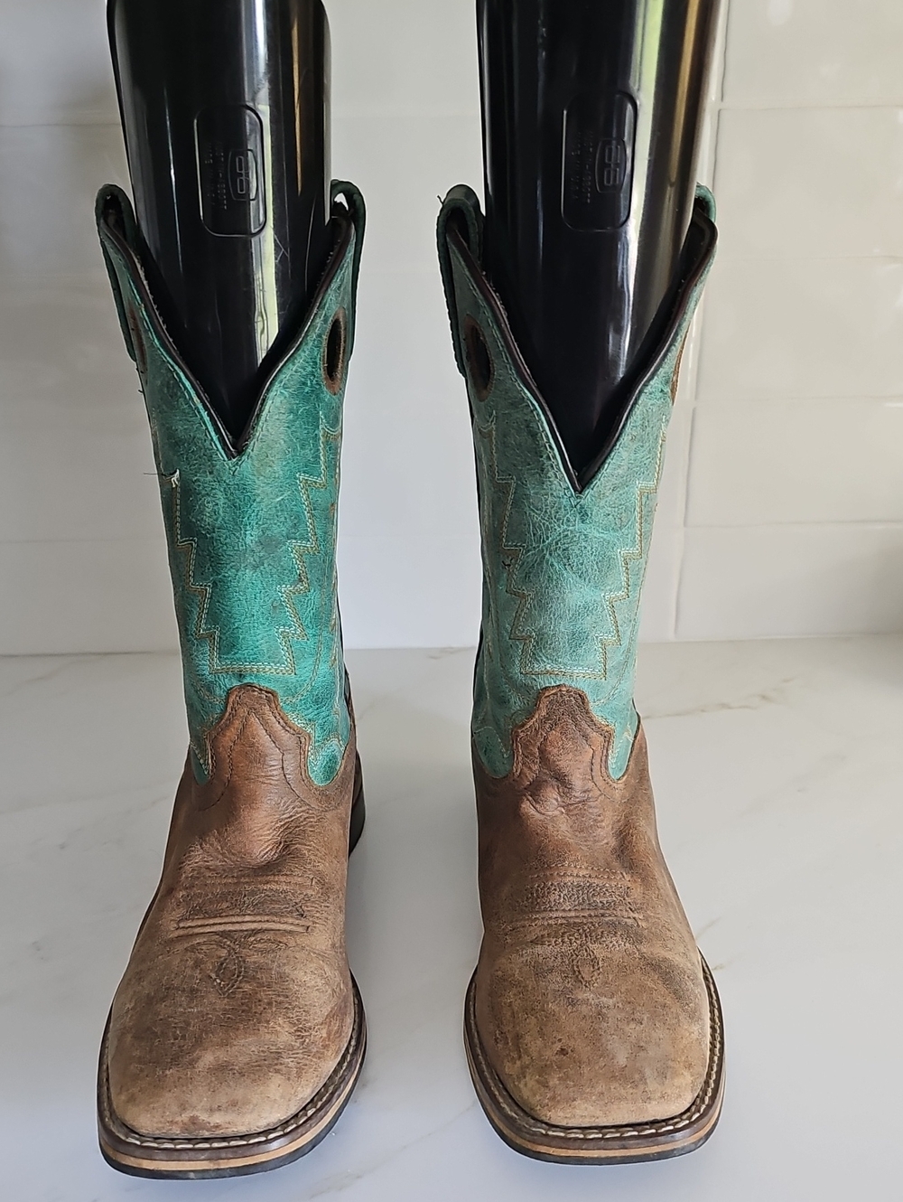 Smoky Mountain "Jesse" Leather Western Boots Youth 5.5 / Women's 7  Brown & Teal